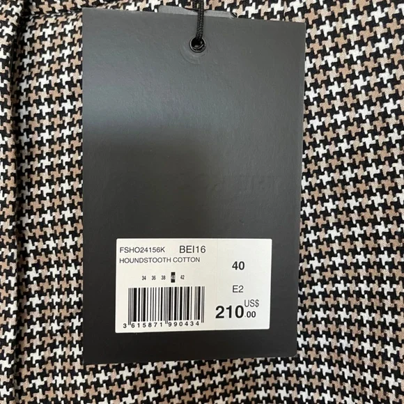 NWT The Kooples Straight Tailored-Cut Check Shorts Size 8 Beige Brown